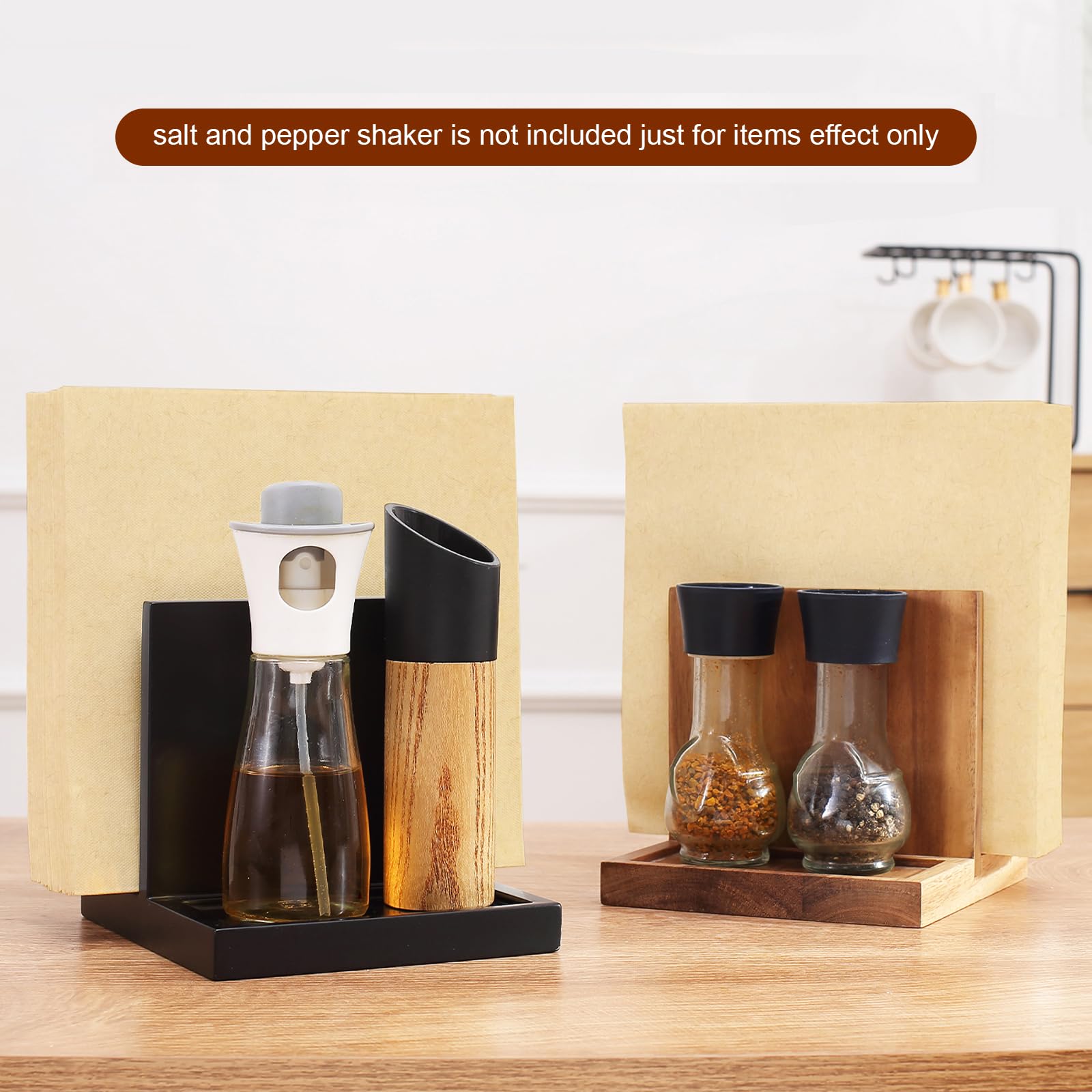 EVERBBKING black wood napkin holder adds modern style to kitchen counters