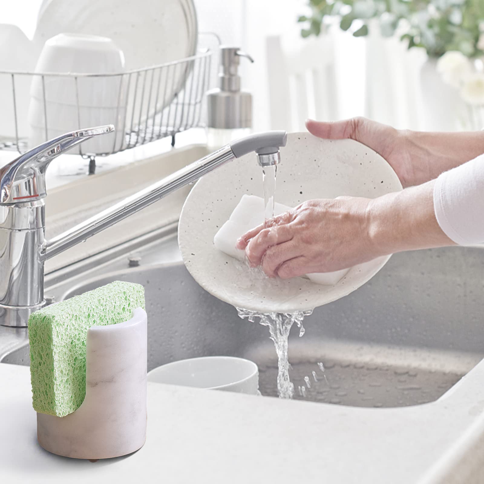 EVERBBKING marble sponge holder drying effect indicates faster air flow and moisture control.
