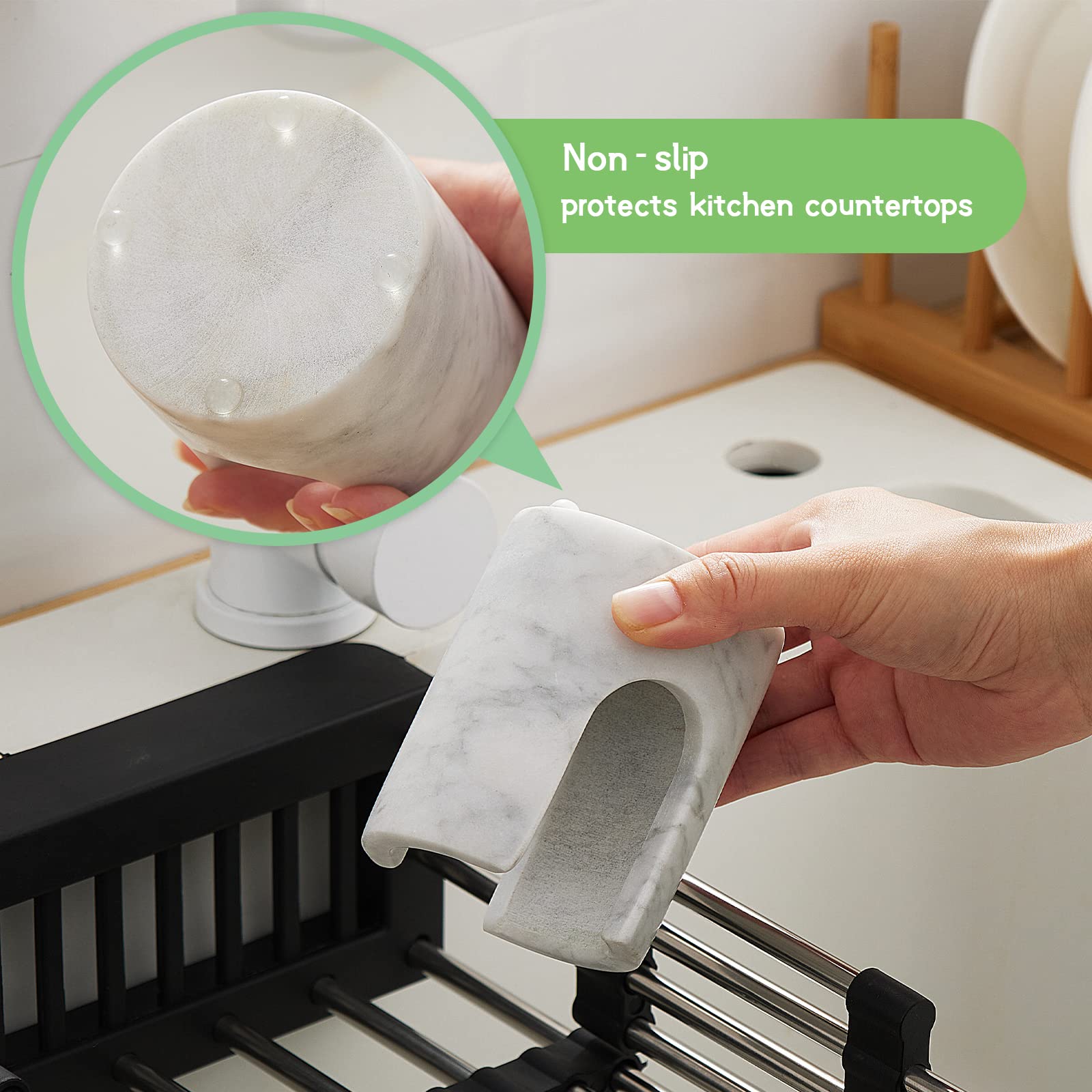 EVERBBKING marble sponge holder kitchen organization with elegant minimalist style.