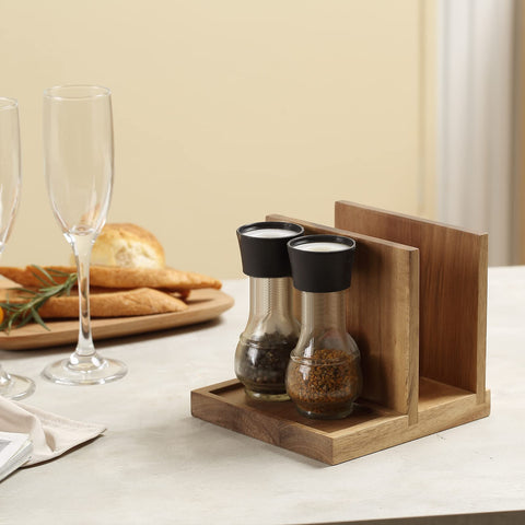 EVERBBKING easy-access napkin and shaker caddy for family meals and gatherings.