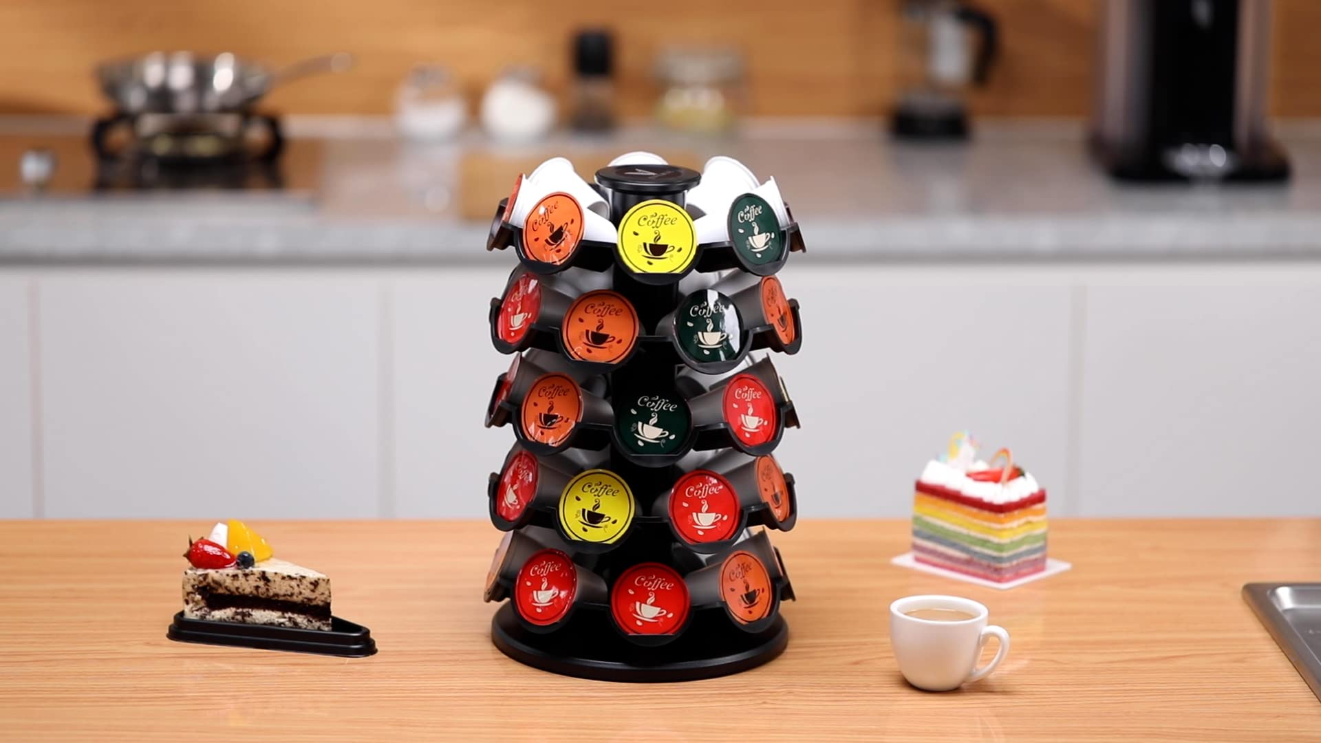 EVERIE coffee pod storage carousel decorative display with assorted pods