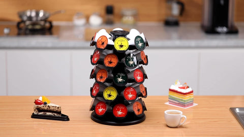 EVERIE coffee pod storage carousel decorative display with assorted pods