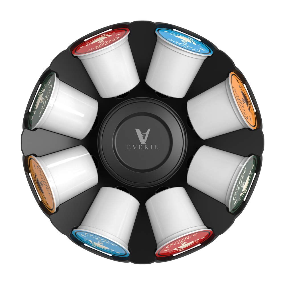 EVERIE coffee pod storage carousel in a modern kitchen setup