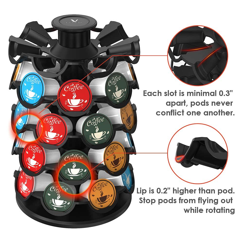 EVERIE coffee pod storage carousel slot detail with even pod spacing