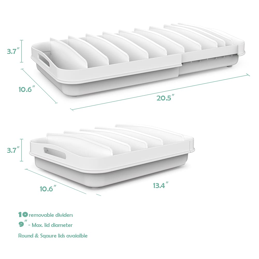 EVERIE compact lid organizer shown fitting in a drawer.