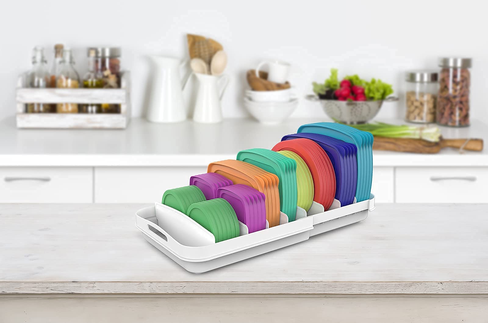 EVERIE sturdy lid organizer design stays stable during use.