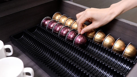 EVERIE pod-slot organization accommodates multiple capsule sizes with a patent slot design.