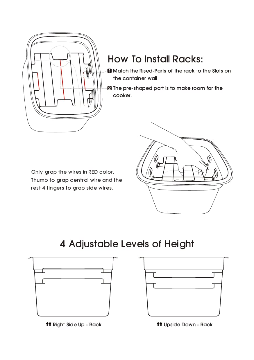 EVERIE 12qt container rack installed in two ways for four configurations