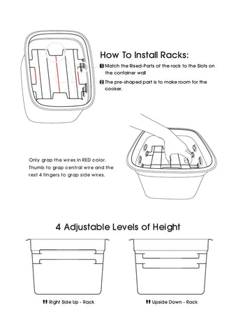 EVERIE 12qt container rack installed in two ways for four configurations