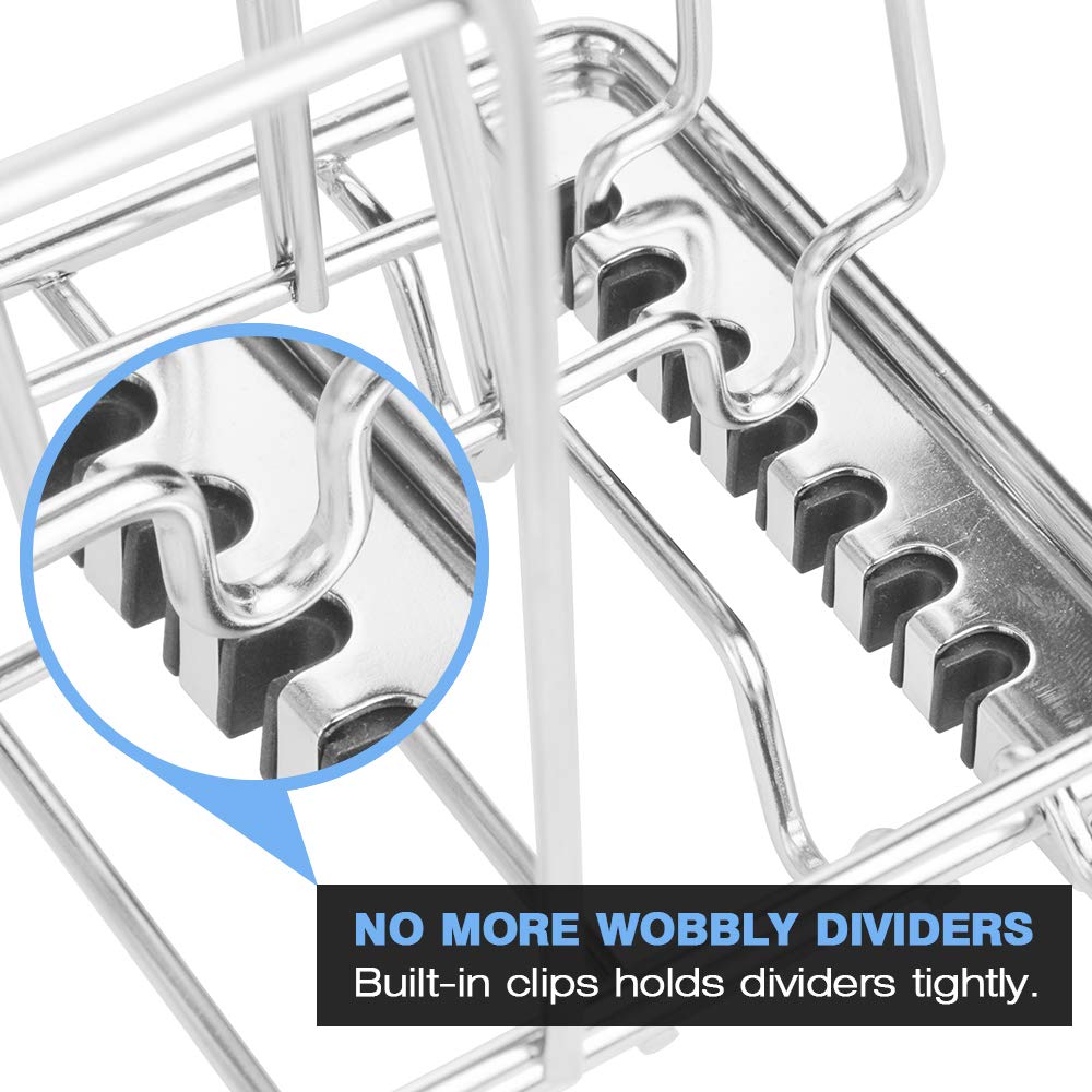 Everie built-in holder dividers provide sturdy resting points for tall containers.
