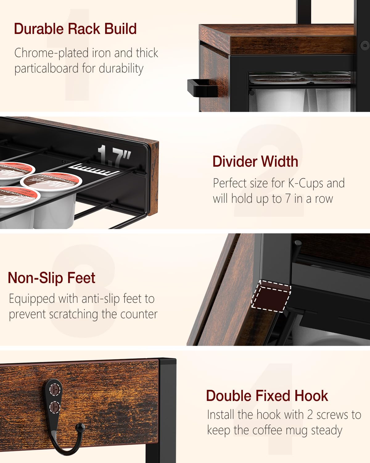 Evermagin K Cup Holder with non-slip pads protects countertops.