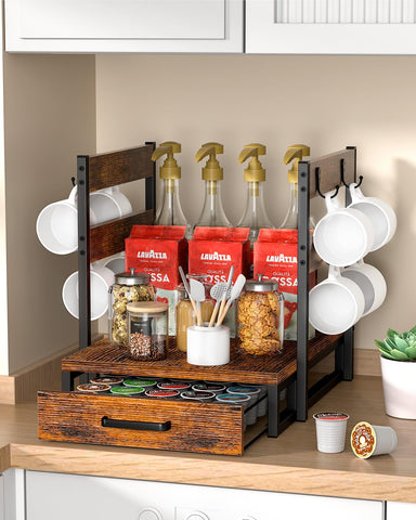Evermagin K Cup Holder wooden top layout supports a Keurig.