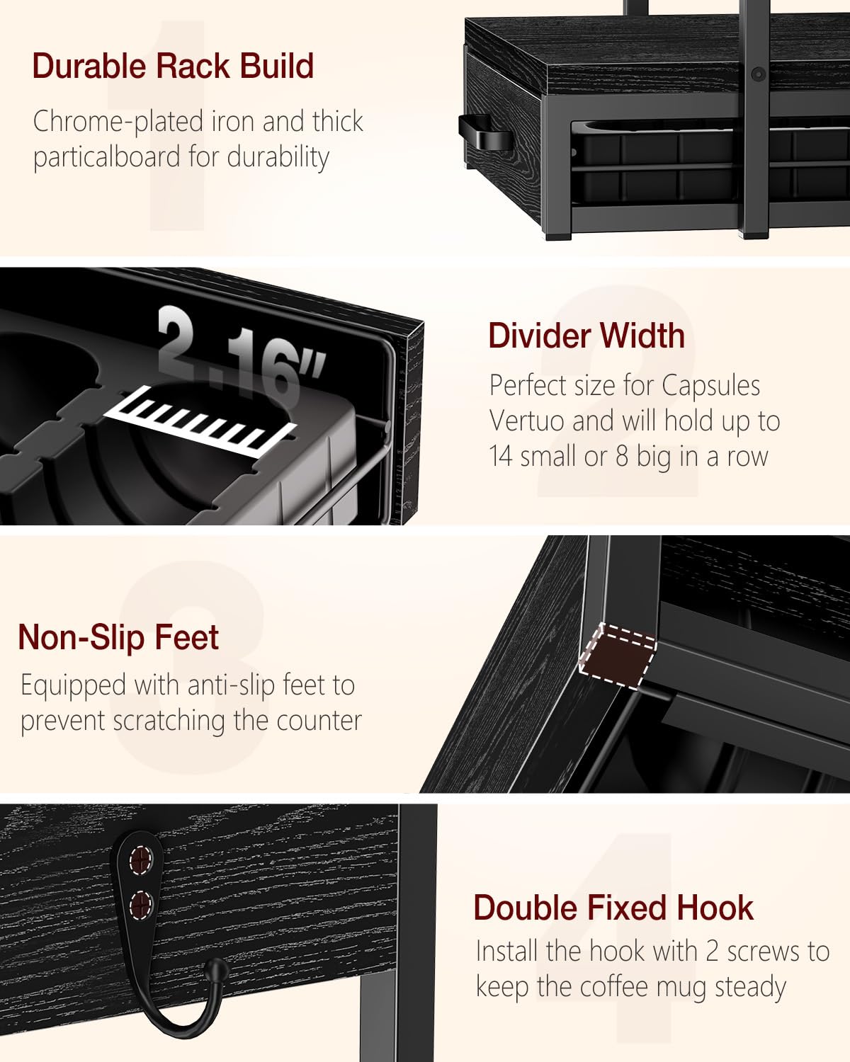 Evermagin non-slip pads beneath the unit protecting countertops