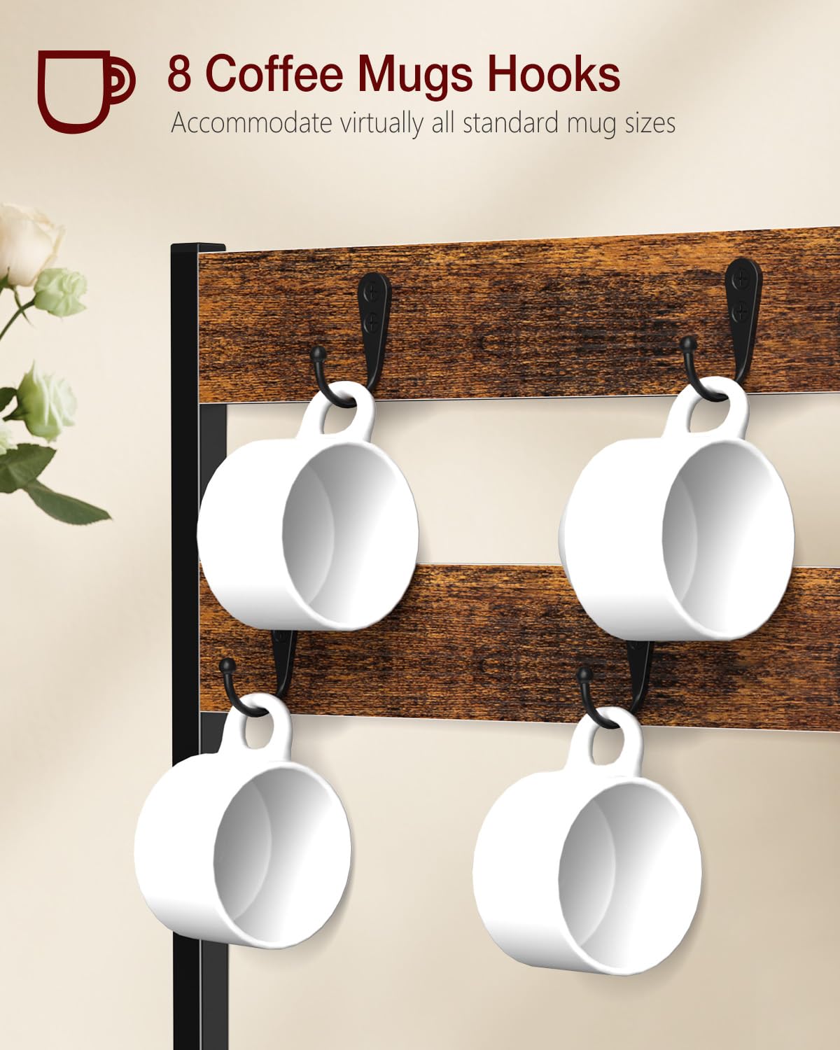 Rustic wood and metal frame adds warmth and durability to the setup.