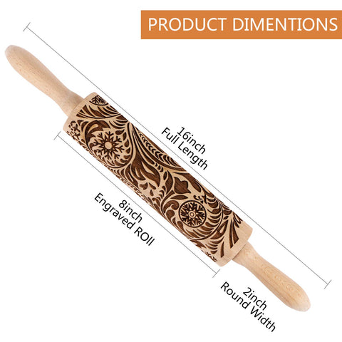 Evermarket rolling pin with deer design deep engraving for dough impressions.