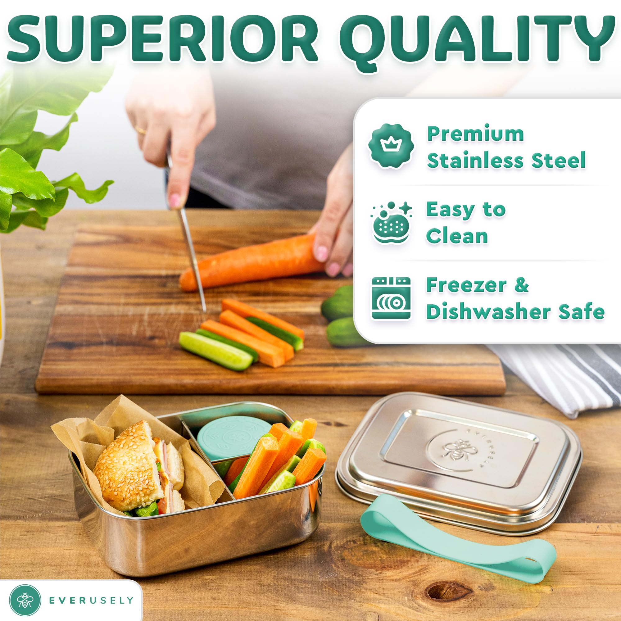 Everusely Bento Box freezer-safe for prepped meals and snacks