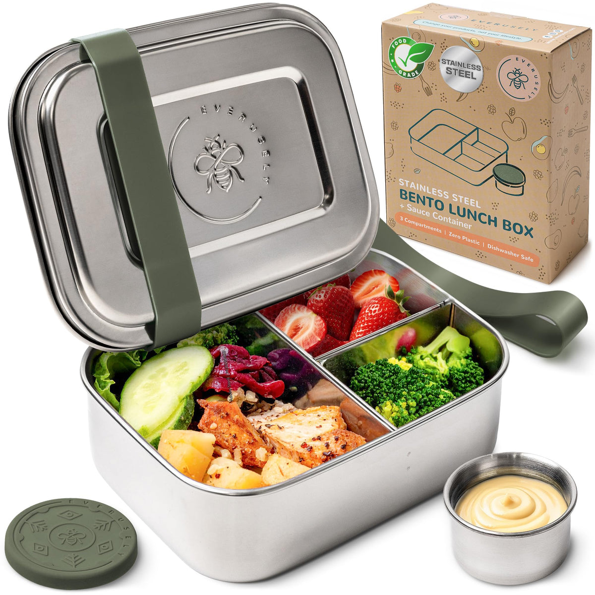Everusely Bento Box Sage 27oz keeps meals organized for on-the-go days.