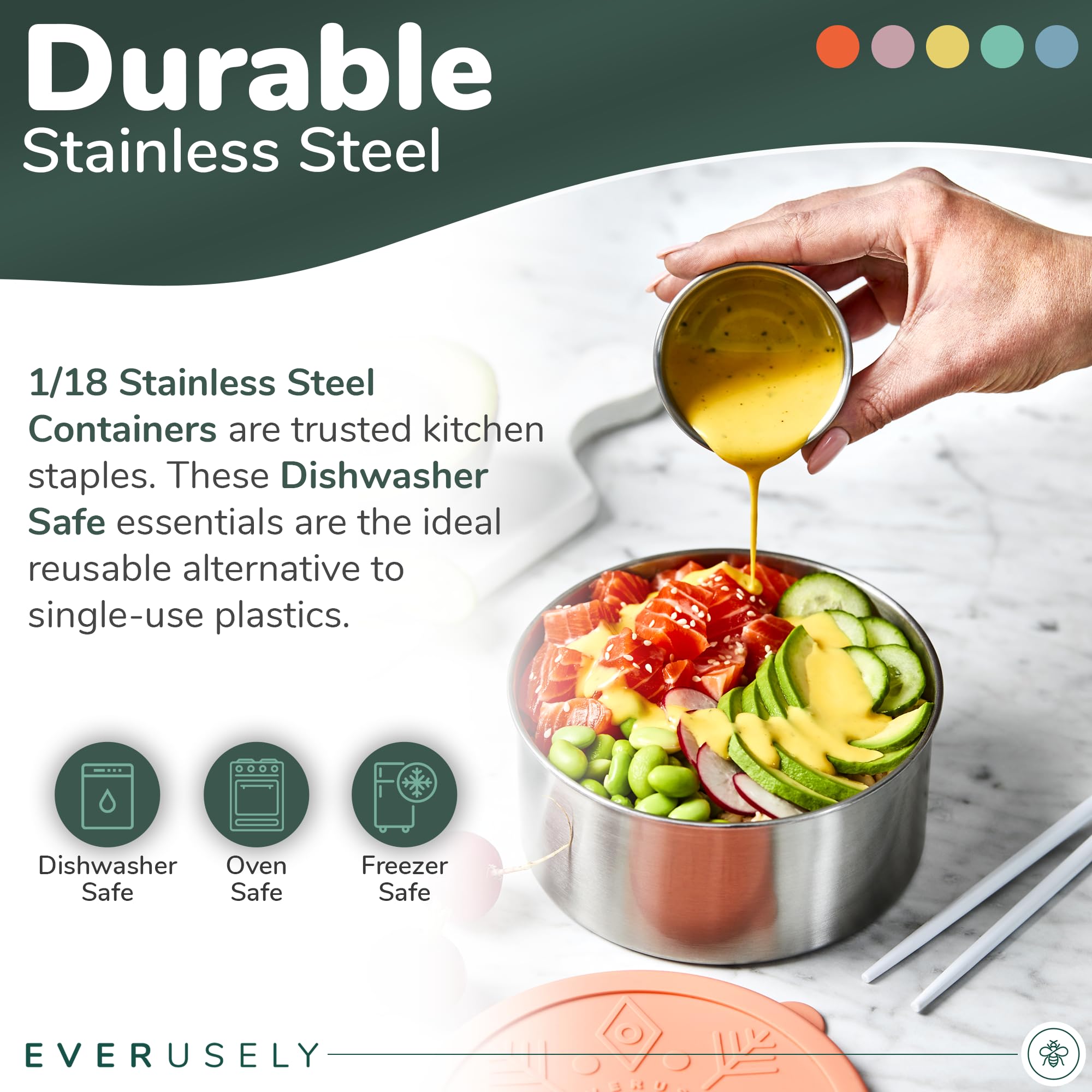 Everusely dishwasher-safe containers simplify cleanup after meals.