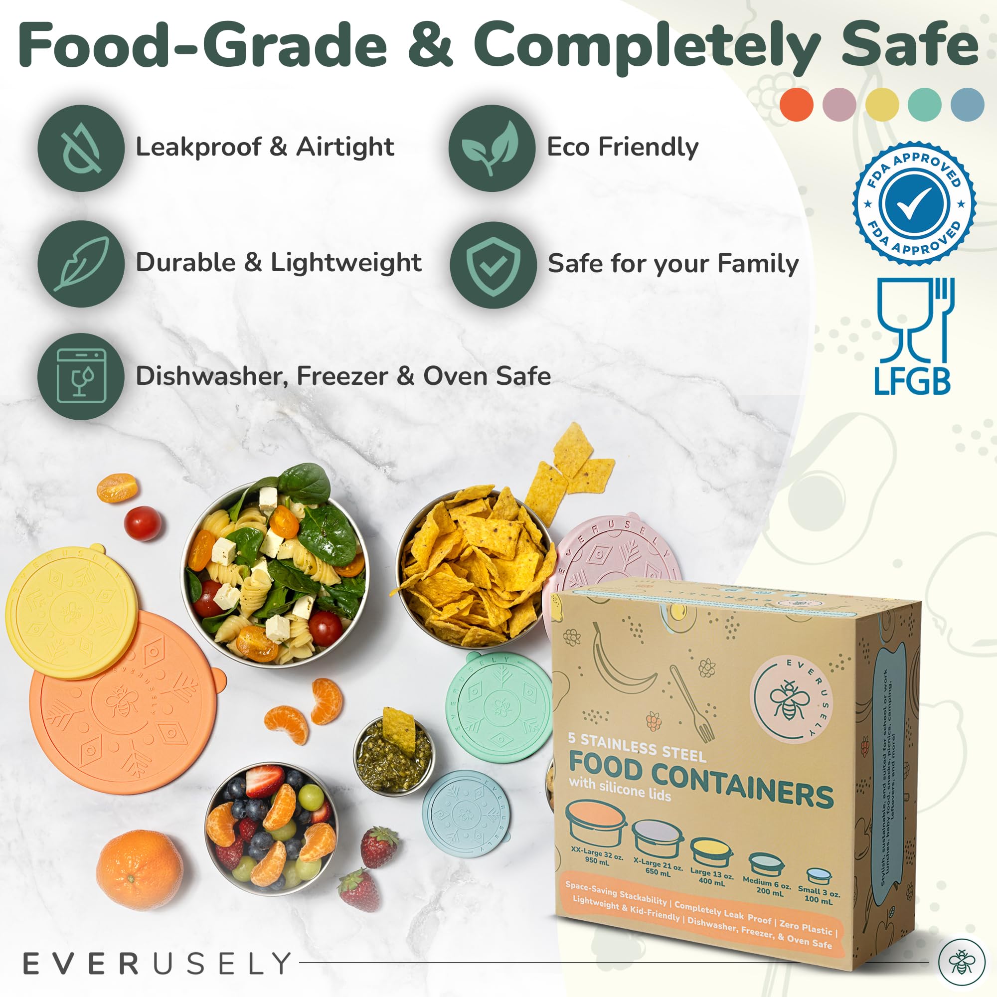 Everusely meal-prep set offers versatile sizes for portions.