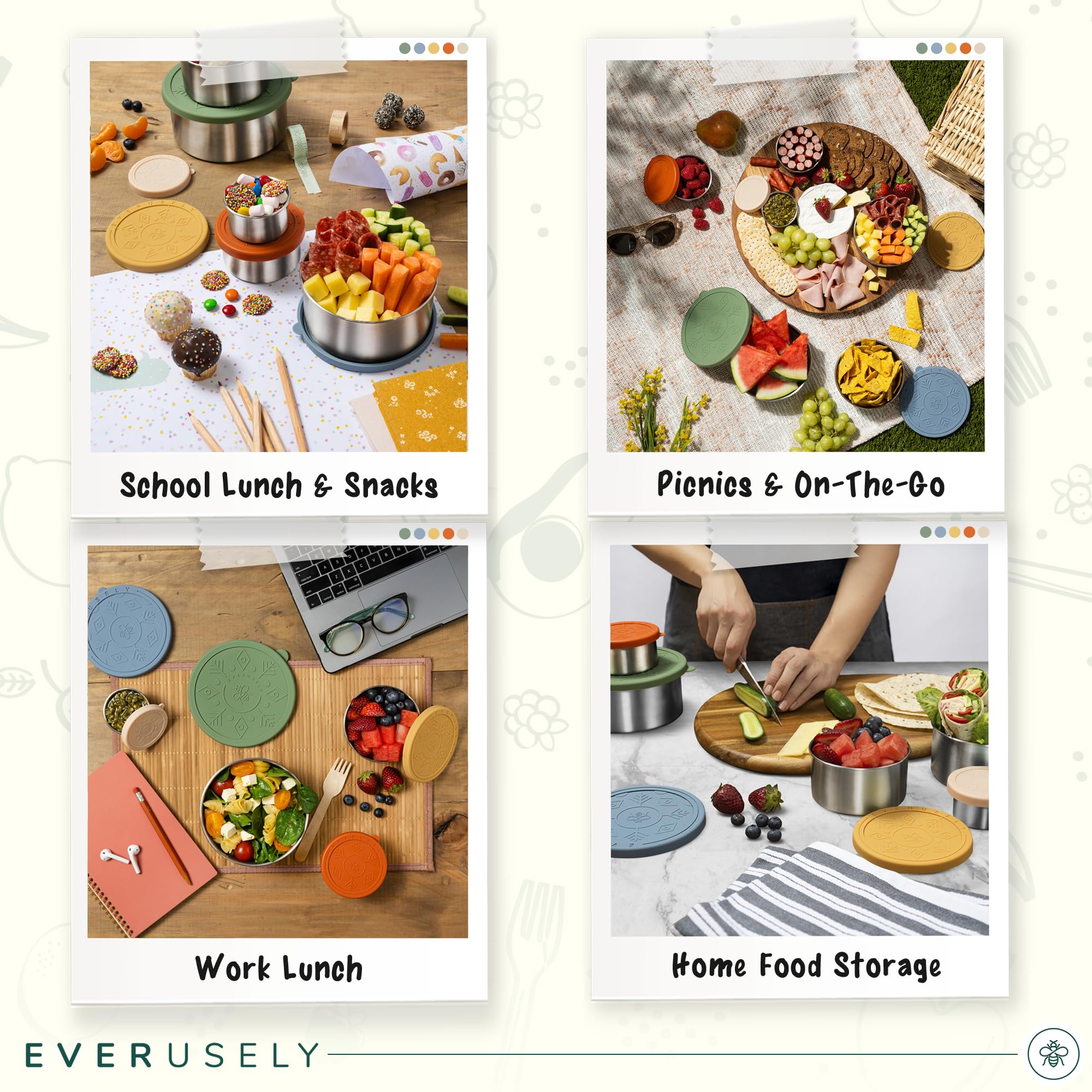 Everusely stackable design saves space when storing these lunch boxes.
