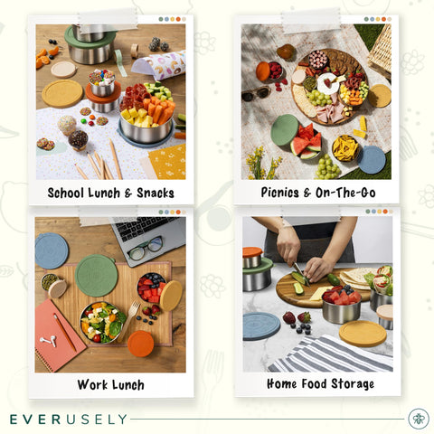 Everusely stackable design saves space when storing these lunch boxes.