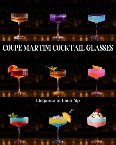 Evoio ribbed vintage cocktail glasses emphasize durability for everyday use.
