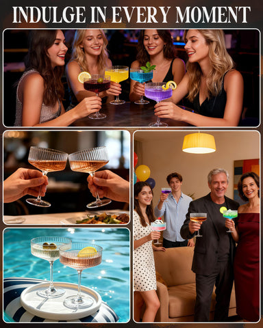 Evoio versatile coupe glasses suit espresso martinis and desserts.
