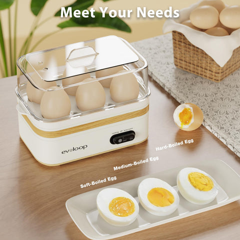 Evoloop six-egg capacity ideal for family breakfasts and meal prep