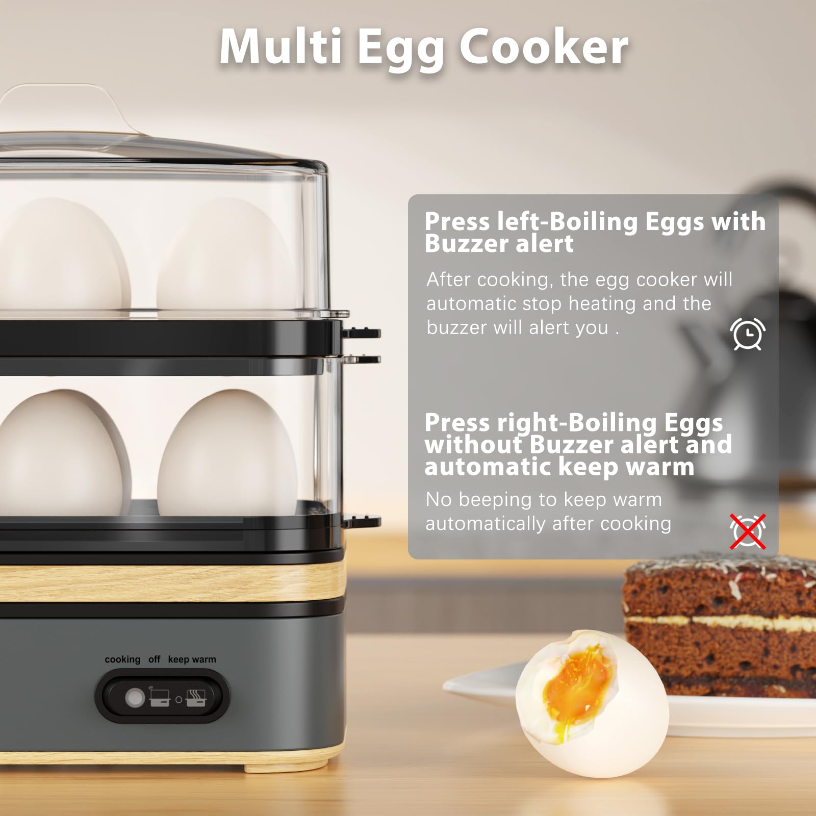Evoloop egg-poaching tray included for perfect poached eggs.