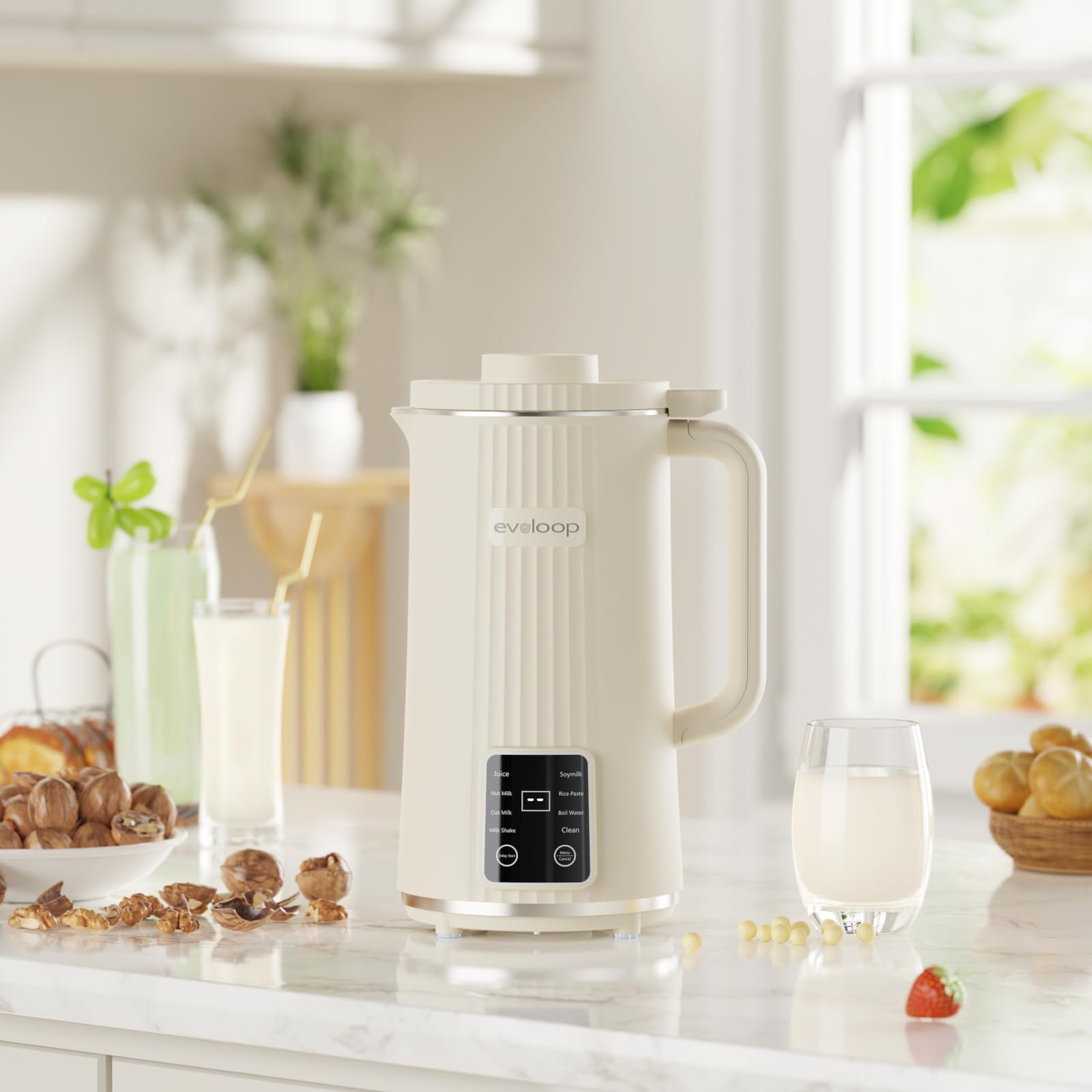 evoloop packaging includes measuring cup brush and recipe guide