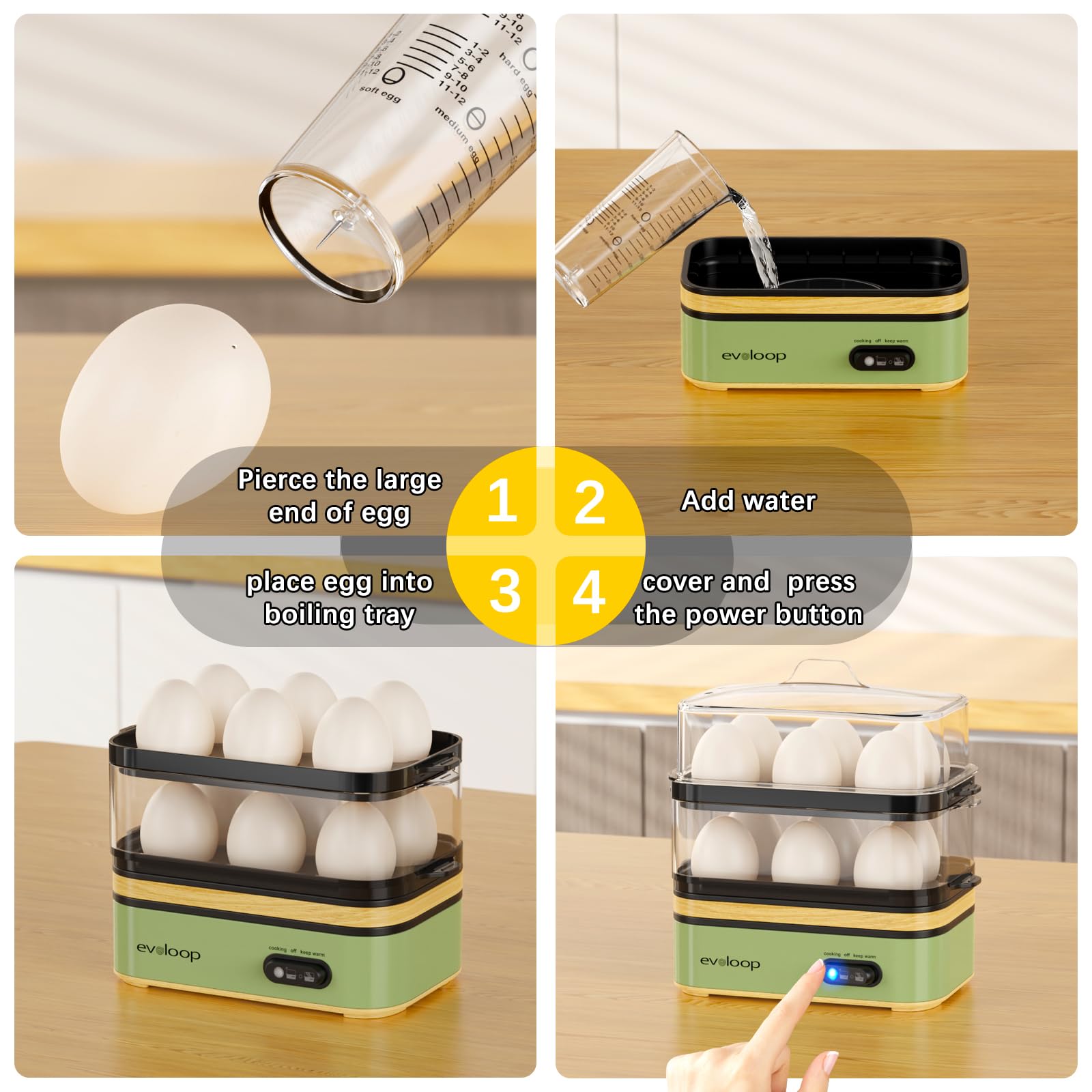Evoloop Rapid Egg Cooker BPA-free components, safe for everyday use