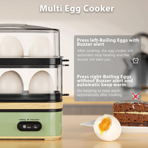 Evoloop Rapid Egg Cooker double-layer setup, ideal for solo meals or family breakfasts