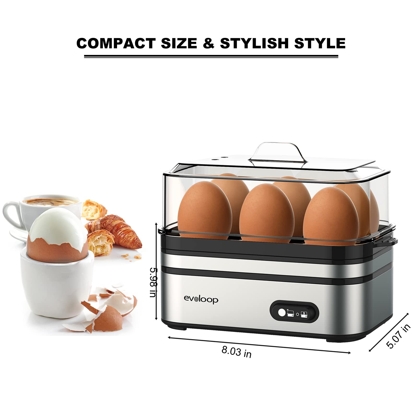 Evoloop Rapid Egg Cooker being cleaned shows detachable parts for easy cleanup.