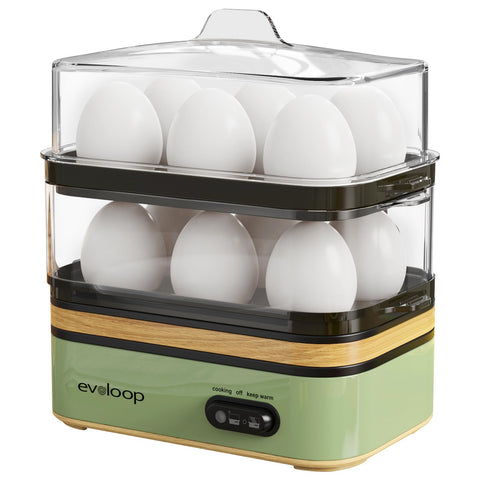 Evoloop Rapid Egg Cooker front view, compact and space-saving for small kitchens