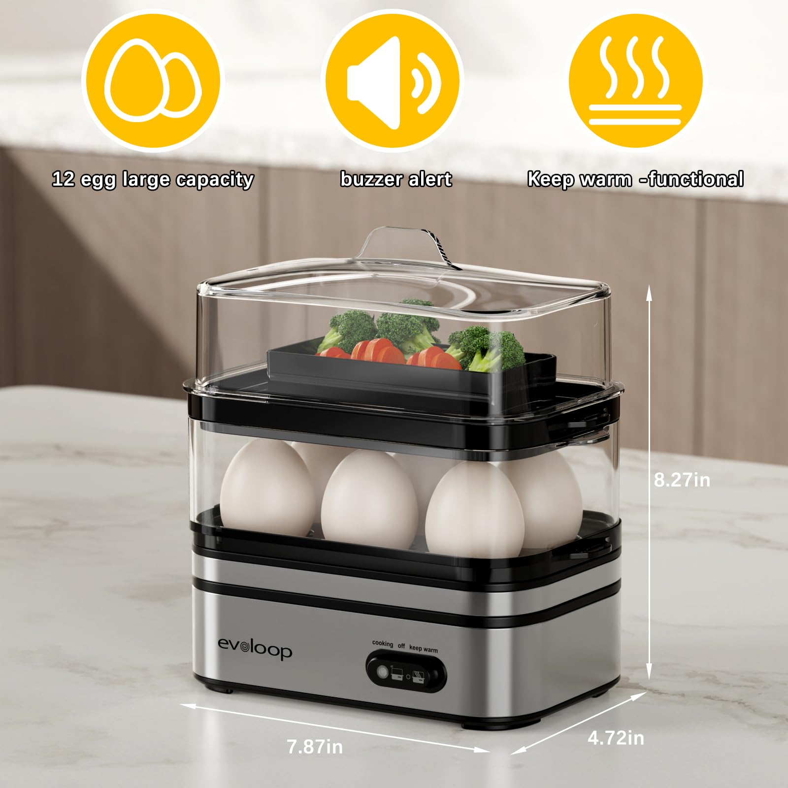 Evoloop omelet tray expands breakfast options with fluffy eggs.