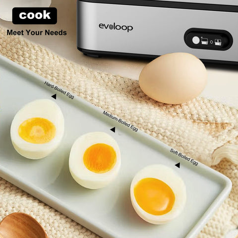 Evoloop Rapid Egg Cooker top view showing clear lid design for easy check.