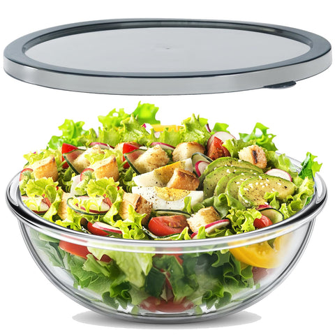 EWAFILU 6.2qt large glass mixing bowl with lid for efficient meal prep and storage