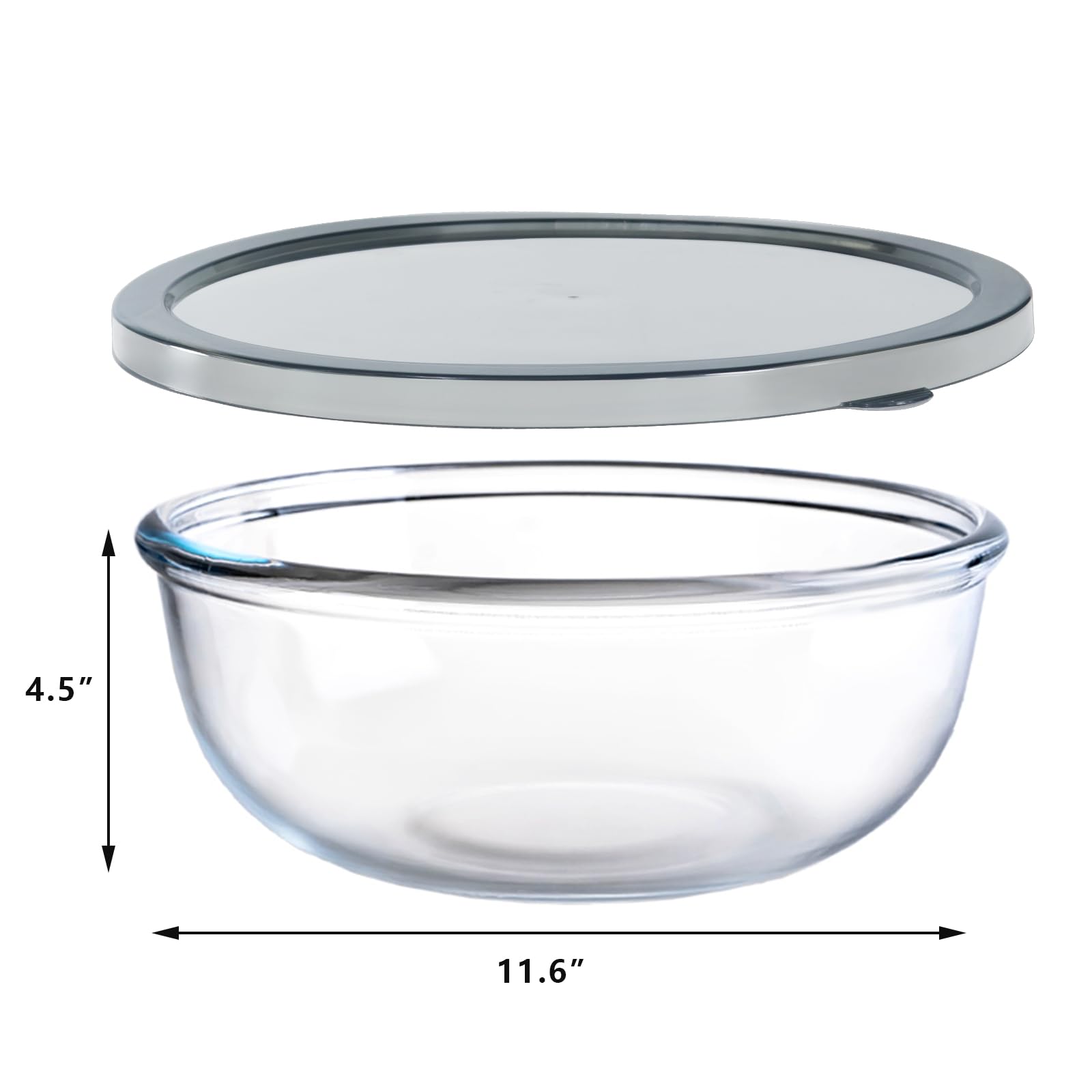 EWAFILU clear glass mixing bowl with lid for easy dough mixing and freshness