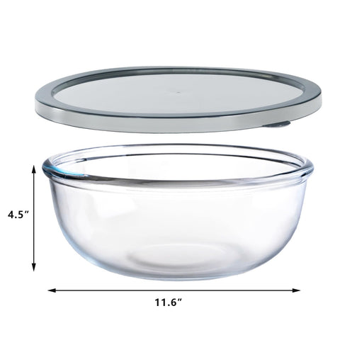 EWAFILU clear glass mixing bowl with lid for easy dough mixing and freshness