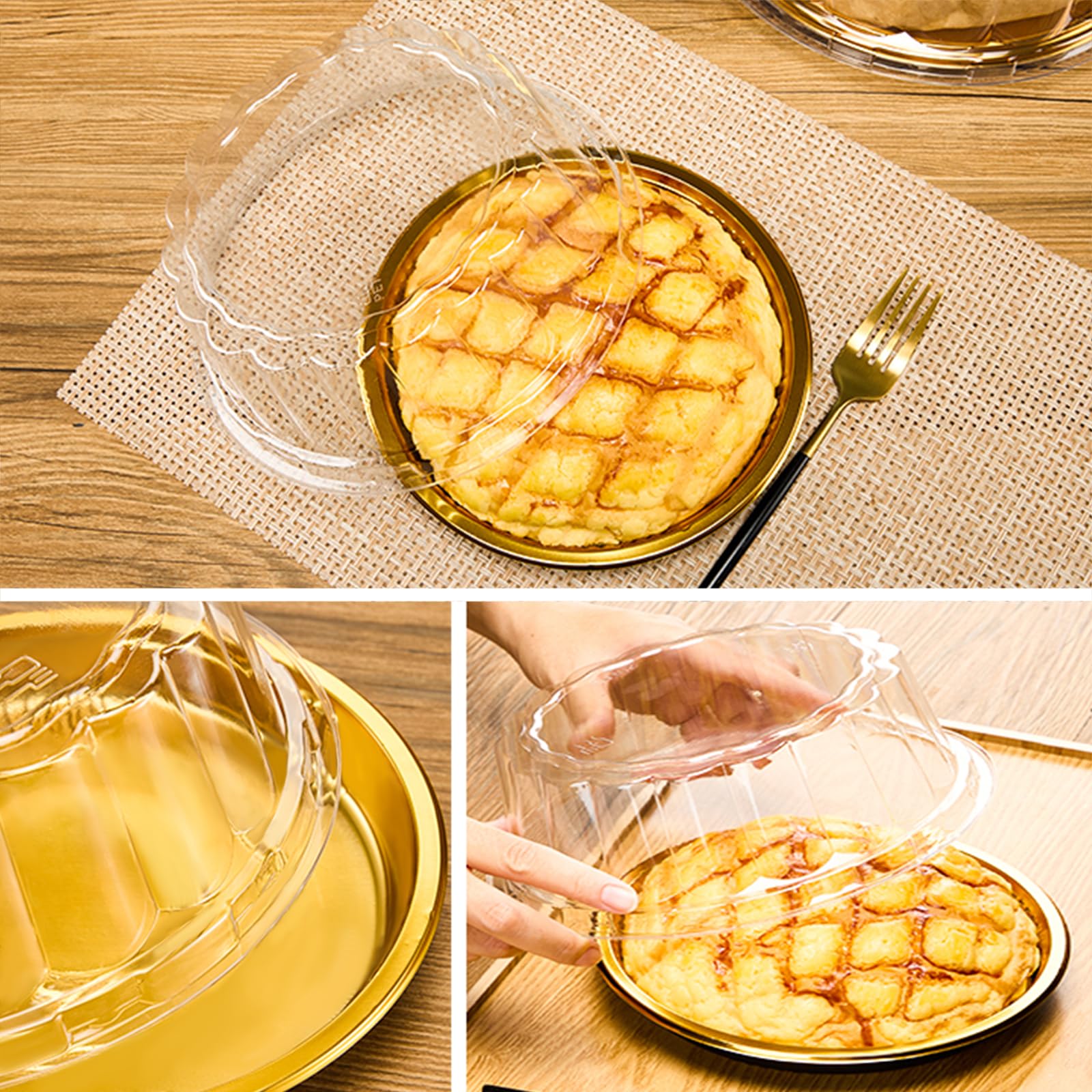 EWAFILU sandwich and pastry tray with transparent cover for easy viewing.