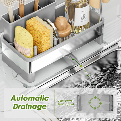 Ewaiira sink caddy anti-slip base protects countertops from scratches