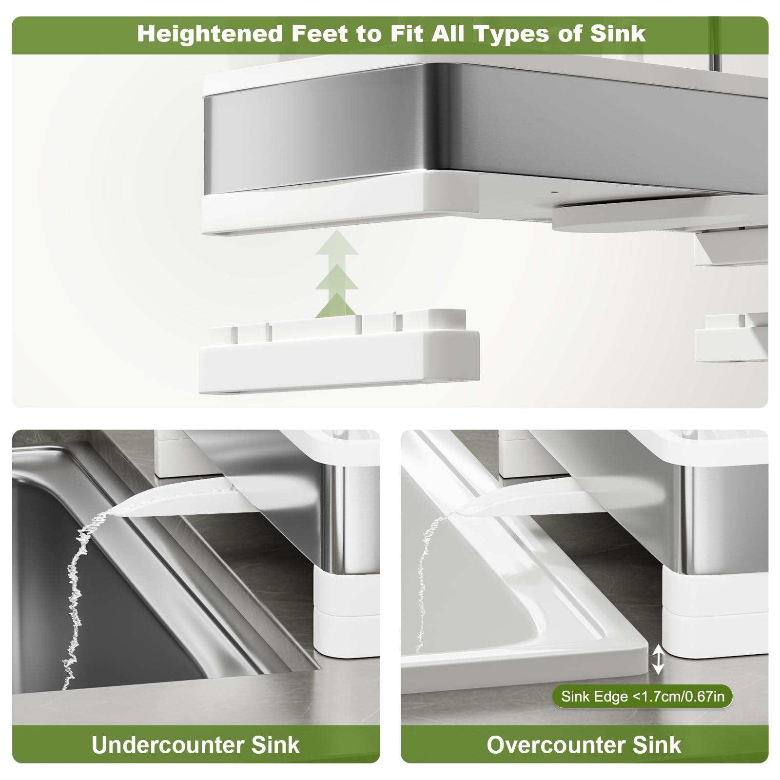 Ewaiira sink caddy removable brush compartment fits brushes of various sizes