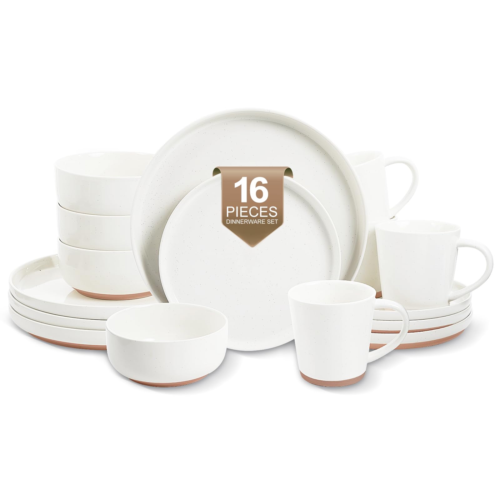 EWFEN 16-piece dinnerware set full configuration for four, ready for everyday meals.