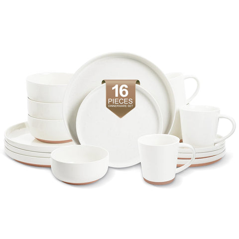 EWFEN 16-piece dinnerware set full configuration for four, ready for everyday meals.