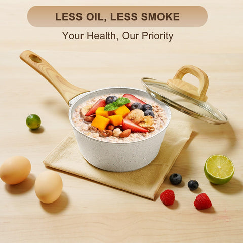 EWFEN glass lid and stay-cool handle help monitor cooking safely.