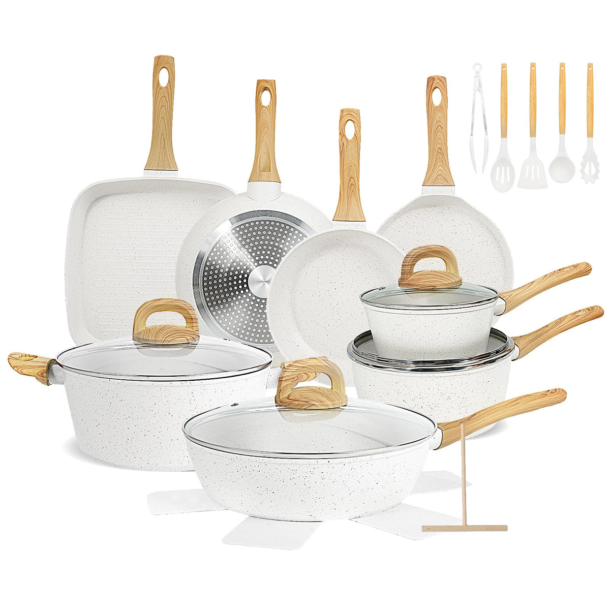 EWFEN granite nonstick coating enables effortless release and quick cleanup.