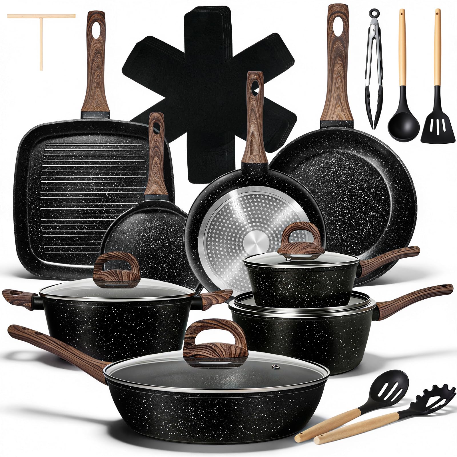 EWFEN 25-piece pots and pans set overview for versatile daily cooking