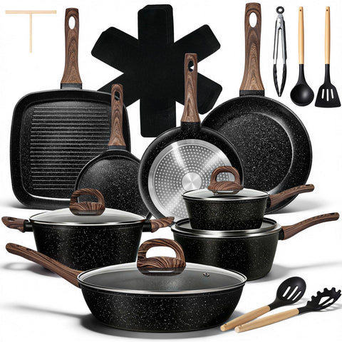 EWFEN 25-piece pots and pans set overview for versatile daily cooking