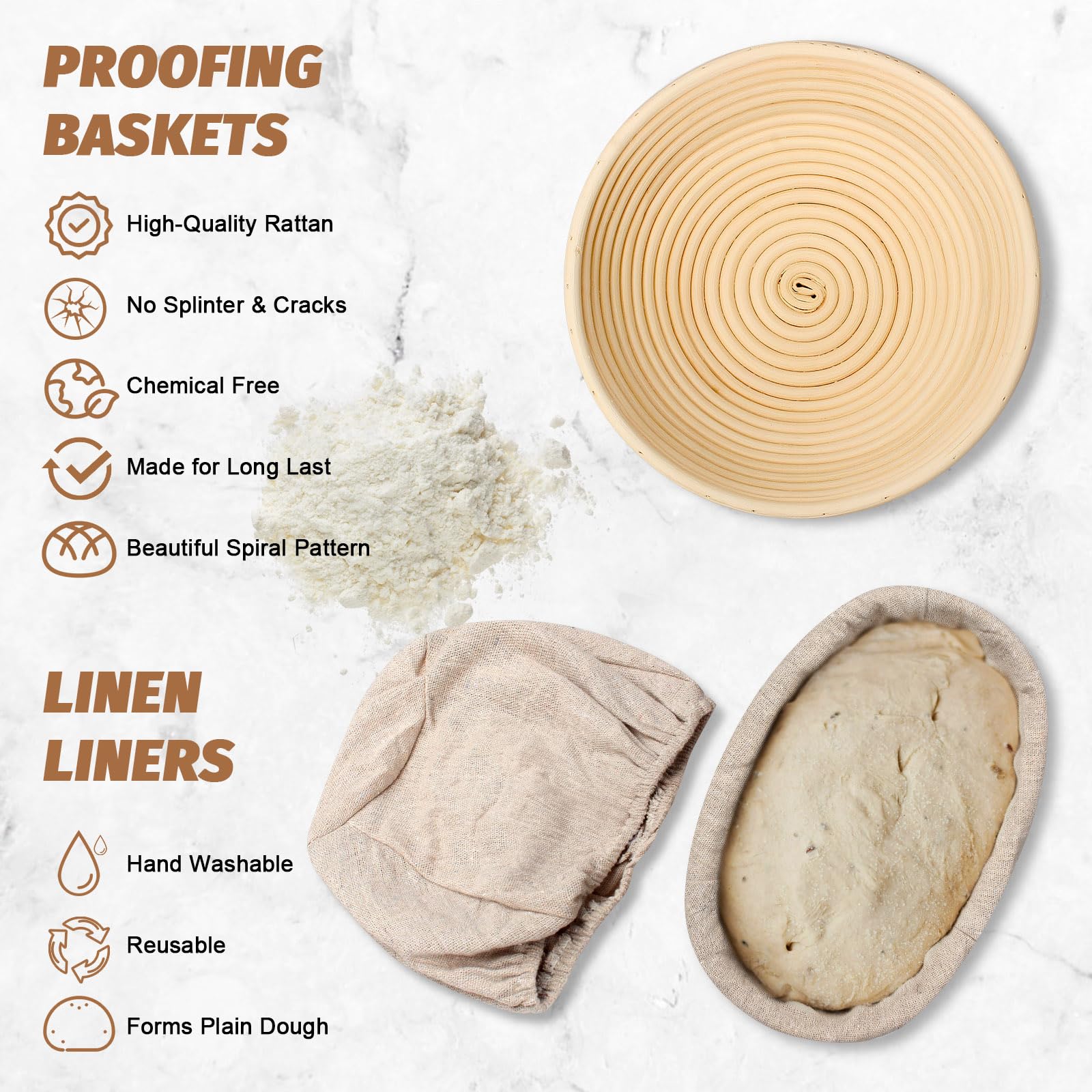 EWFEN oval banneton 10-inch proofing basket for even loaf shaping