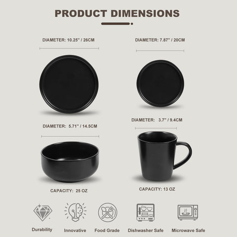 EWFEN black dinner plates side profile with sleek modern design